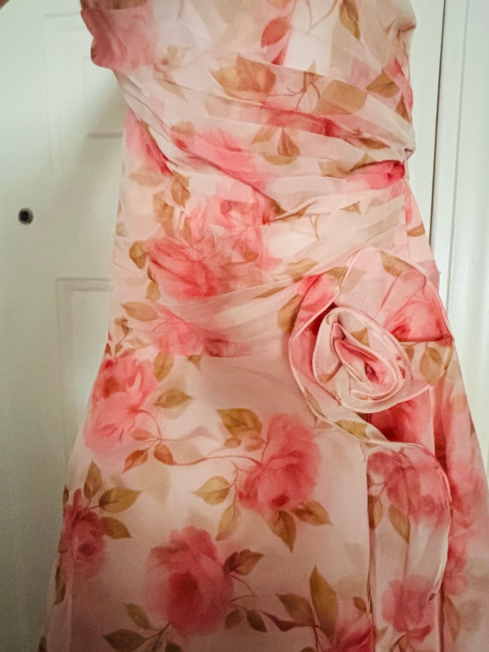 Floral Pink Rose Print Women's Dress